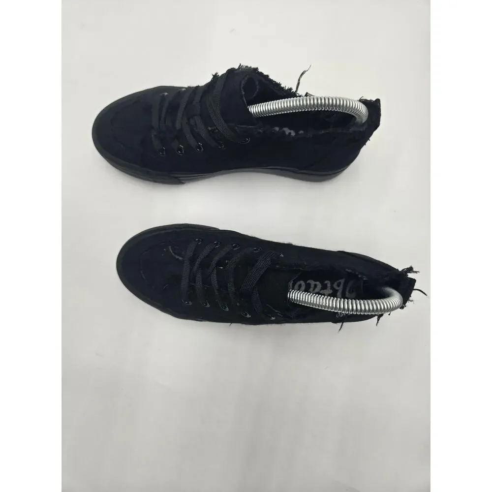 Obtaom Women's Black Canvas Low Top Casual Sneakers Size 7